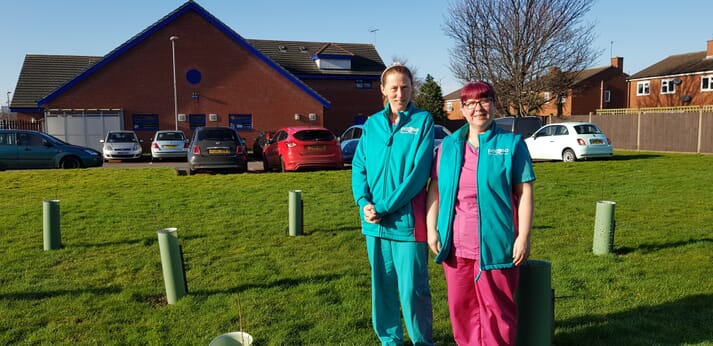 Charlotte Chappell (left) and Laura Borrini (right), vet and vet nurse at PDSA's Kirkdale hospital, led the creation of a wildlife area at the hospital