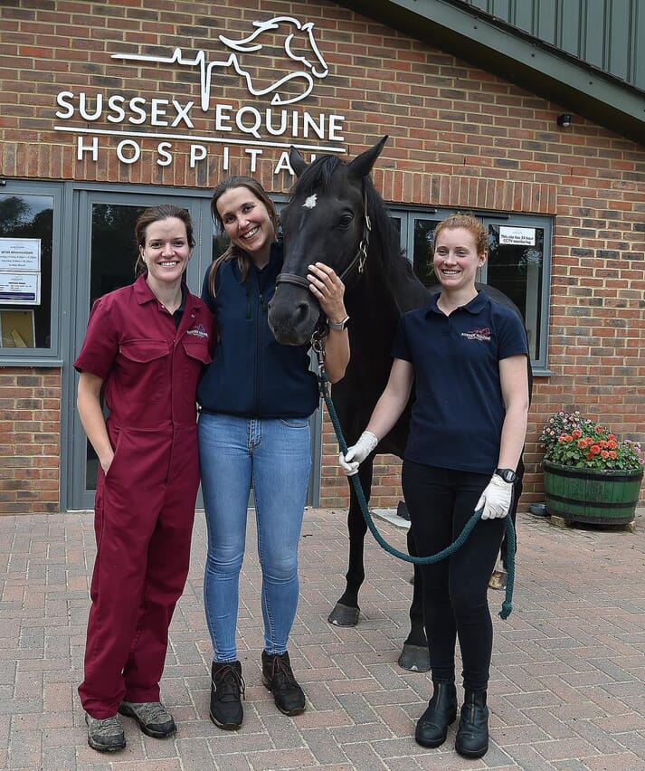 FIGURE (1) Left to right: Una Boyle (vet), Kaatje Ducheyne (vet), Ludovica Bellazzi (vet intern)