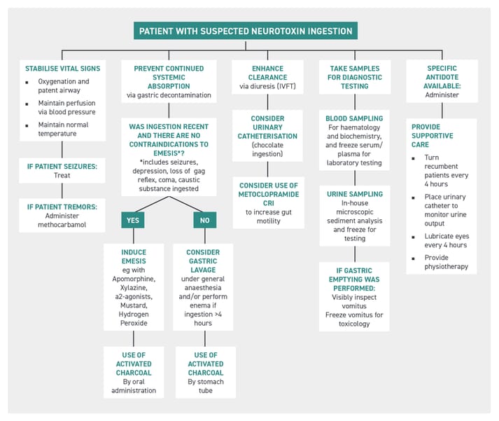FIGURE (1) Flowchart diagram demonstrating the general approach to a patient with suspected neurotoxin ingestion