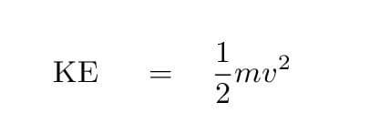 FIGURE (2) The energy imparted on the skull on impact is related to the velocity of the bolt or projectile; here KE is the kinetic energy, m is the mass of the bolt projectile and v is its velocity
