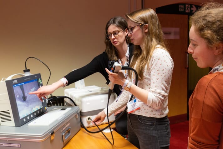 Person using an endoscope