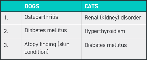 TABLE 1 Top conditions of dogs and cats aged nine or above