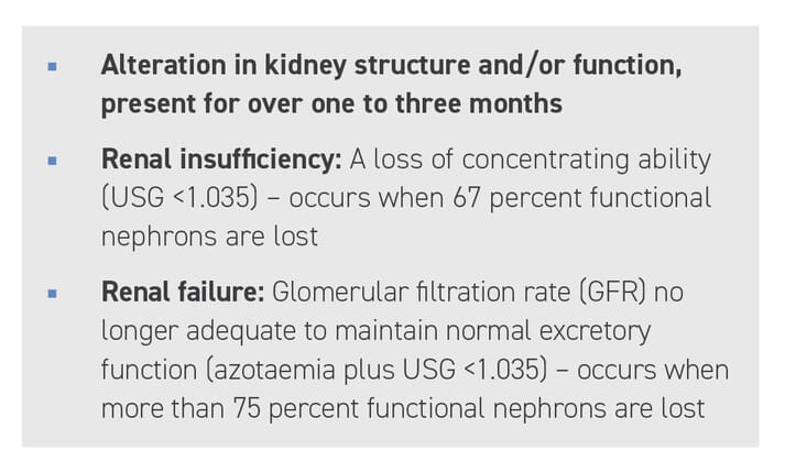 Box describing alteration in kidney function or structure